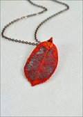 Iridescent Rose Leaf Pendant w/18" Copper Chain