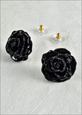 Rose Blossom Post Earring in Black