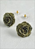 Rose Blossom Post Earring in Black Veins