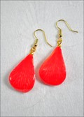 Natural Orchid Petal Earrings in Red with Gold Plated Findings