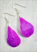 natural Orchid Petal Earring in Hot Lavender with Silver Plated Findings