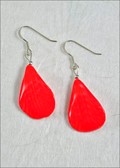 natural Orchid Petal Earring in Red with Silver Plated Findings