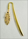 Polished Gold Bookmark w/Gold Pointed Oak Leaf