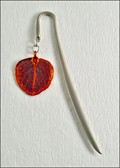 Matte Silver Bookmark w/Iridescent Eucalyptus Leaf