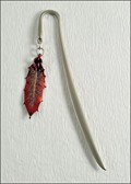 Matte Silver Bookmark w/Iridescent Pointed Oak Leaf