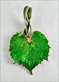 Grape Leaf Ornament-Gold Trimmed in Green