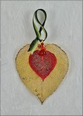 Gold Aspen w/Iridescent Aspen Leaf Double Ornament