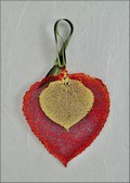 Iridescent Aspen Leaf w/Gold Aspen Leaf Double Ornament