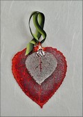 Iridescent Aspen w/Silver Aspen Leaf Double Ornament