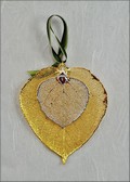 Gold Aspen w/Silver Aspen Leaf Double Ornament