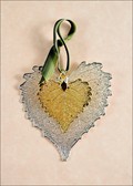 Silver Cottonwood w/Gold Cottonwood Leaf Double Ornament