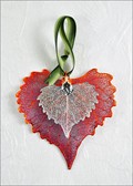 Iridescent Cottonwood w/Silver Cottonwood Leaf Double Ornament