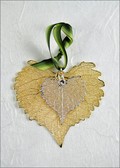 Gold Cottonwood w/Silver Cottonwood Leaf Double Ornament