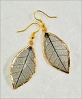 Gold Trimmed Rubber Leaf Earring in Black