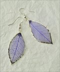 Silver Trimmed Rubber Leaf Earring in Purple