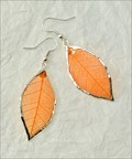 Silver Trimmed Rubber Leaf Earring in Orange