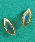 Gold Fern Leaf Post Earring in Blue Green