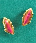 Gold Fern Leaf Post Earring in Purple Pink