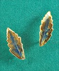 Gold Fern Leaf Post Earring in Blue