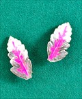 Silver Fern Leaf Post Earring in Hot Pink