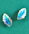 Silver Fern Leaf Post Earring in Blue Green