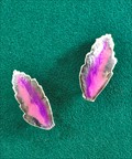Silver Fern Leaf Post Earring in Purple Pink