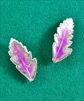 Silver Fern Leaf Post Earring in Purple