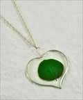Real Aspen Leaf Heart Mirage Large Trimmed in Silver