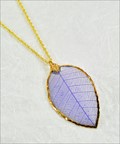 Gold Rubber Leaf Necklace in Purple