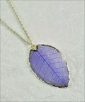 Silver Rubber Leaf Necklace in Purple