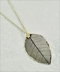 Silver Rubber Leaf Necklace in Black