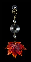 Real Full Moon Maple Leaf Suncatcher in Iridescent Copper