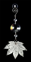 Real Full Moon Maple Leaf Suncatcher in Silver