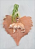Bear Silhouette on Real Cottonwood Leaf in Rose Gold Ornament*