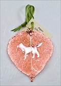 Buddy Silhouette on Real Aspen Leaf Ornament in Rose Gold