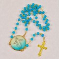 Rosary w/Gold Trimmed Cream Blue Rose Petal. Bead size 6mm