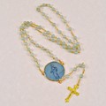 Rosary with Gold Trimmed Blue Rose Petal, Style #1, 6mm beads