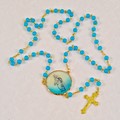 Rosary with Gold Trimmed Cream Blue Rose Petal. 6mm beads