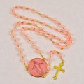 Rosary w/Gold Trimmed Pink Rose Petal. 6mm bead size