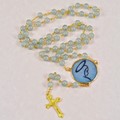 Rosary w/Gold Trimmed Blue Rose Petal. 6mm beads