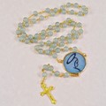 Rosary w/Gold Trimmed Blue Rose Petal. 6mm beads