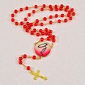 Rosary w/Gold Trimmed Cream Red Rose Petal. 6mm beads