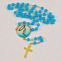Rosary w/Gold Trimmed Cream Blue Rose Petal. 6mm beads