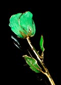 Emerald Green Sparkles Gold Trimmed Rose